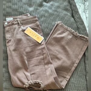 Risen mauve distressed denim